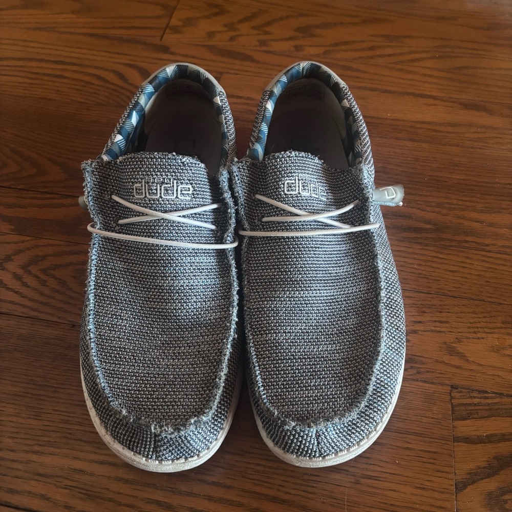 Hey Dude Slip-On Shoes in Blue and Gray Pattern